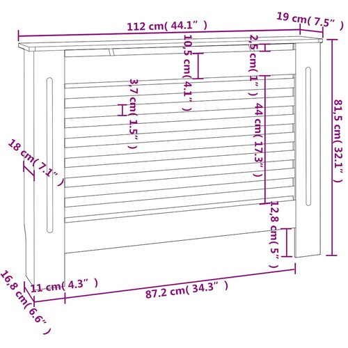  Pokrov za radijator crni 112 x 19 x 81,5 cm MDF Slike