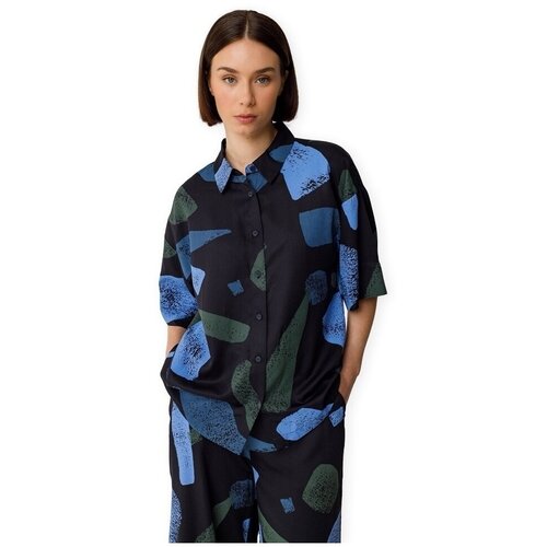 SKFK Srajce s kratkimi rokavi Eukene Shirt - Cell Modra Cene