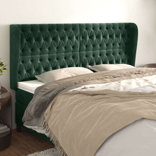  Uzglavlje s u&amp;scaron;ima tamnozeleno 203x23x118/128 cm bar&amp;scaron;unasto Slike