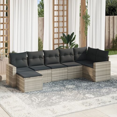 VidaXL 7-dijelni set vrtnih sofa svjetlosivi od poliratana Slike