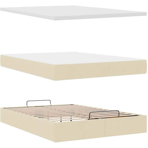  Otomanski krevet s madracem krem 140x190cm od tkanine Slike