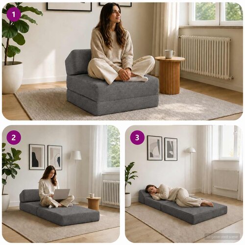 SOFA na razvlačenje Svjetlosiva 60 x 70 x 41 cm Tkanina Slike