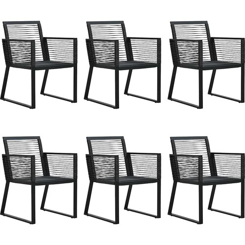  7-dijelni vrtni blagovaonski set od PVC ratana crni Crna Dužina stola 150 cm Slike