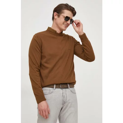 Boss Pamučni pulover boja: smeđa, lagani