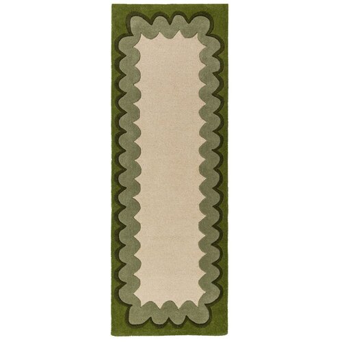 Flair Rugs Zelen/v naravni barvi ročno tkan volnen tekač 80x230 cm Wiggle Wool &amp;ndash; Slike