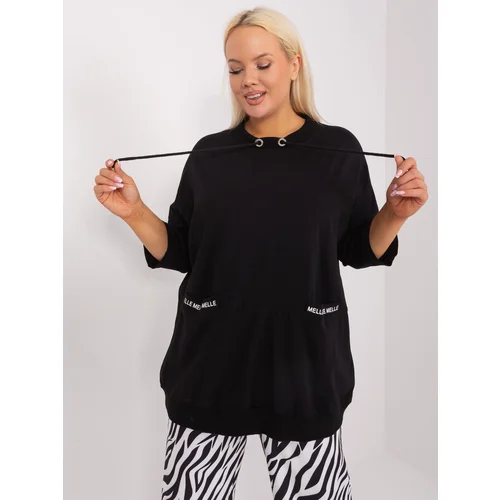 Fashion Hunters Black loose blouse plus size with pockets