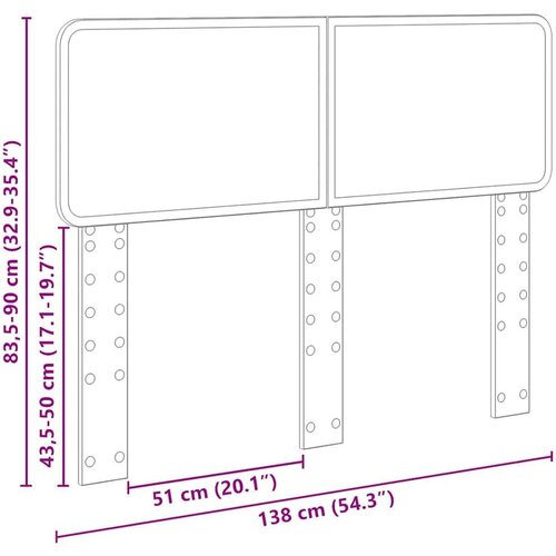  Uzglavlje s uzglavljem Betonski sivi 135 cm Konstruirano drvo Slike