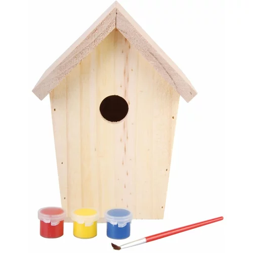 Esschert Design Lesena ptičja hišica z barvami