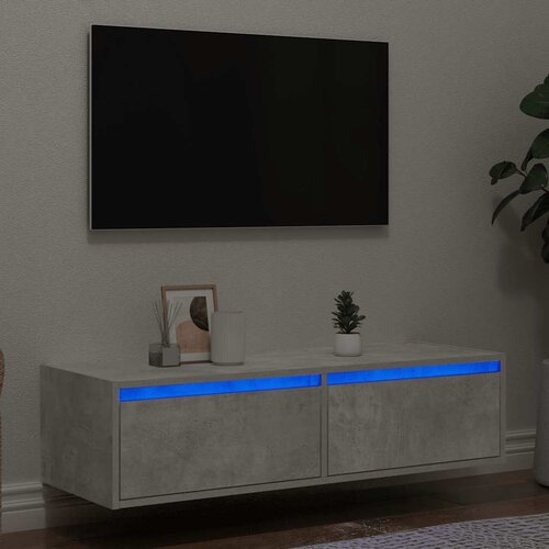 TV ormarić s LED svjetlima siva boja betona 100X35,5x25 cm Cene