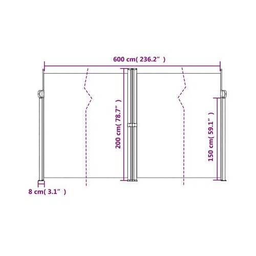 VidaXL Zložljiva stranska tenda Doppio antracit 200x600 cm - Slike
