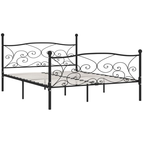 Maison Chic Posteljni okvir - Dvoposteljna postelja - Zakonska postelja z letvenim dnom črn kovinski 180x200 cm, (21693809) Cene