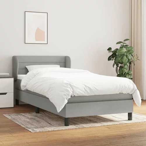  Box spring postelja z vzmetnico svetlo siva 80x200 cm blago, (20791214)