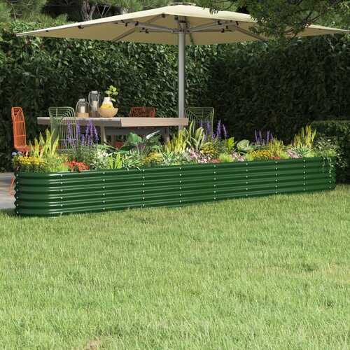 VidaXL Visoka greda iz pra&amp;scaron;no premazanega jekla 332x40x36 cm zelena Slike