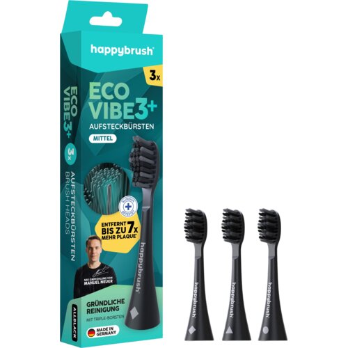 Happybrush Eco VIBE 3+ AllBlack glave &amp;scaron;četke - 3 kos. Slike