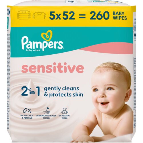 Pampers vlažne maramice Sensitive / 5 x 52 komada Cijene