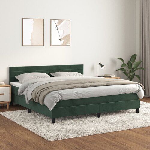  The Living Store Box spring postelja z vzmetnico temno zelena 180x200 cm žamet - Box Spring Postelja, (21492315) Slike