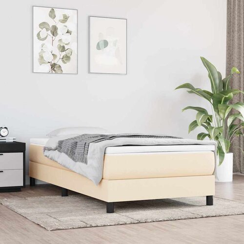  s oprugama i madracem krem 90 x 190 cm od tkanine Slike