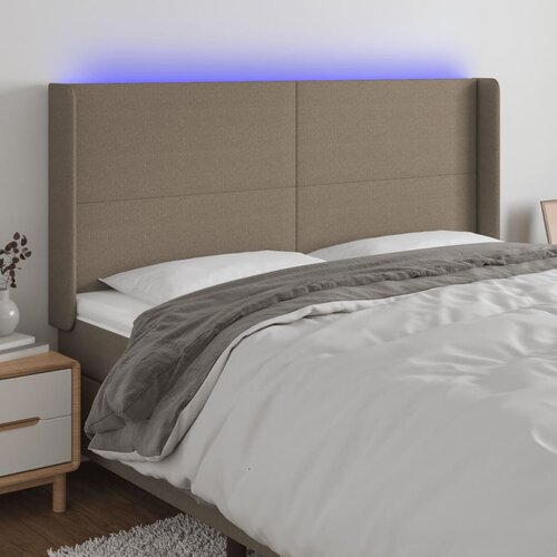  LED uzglavlje smeđesivo 183 x 16 x 118/128 cm od tkanine Cijene