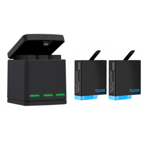 Telesin Polnilec za 3 baterije + 2 dodatni bateriji za GoPro Hero 8/7/6/5 Black, (20523760) Slike