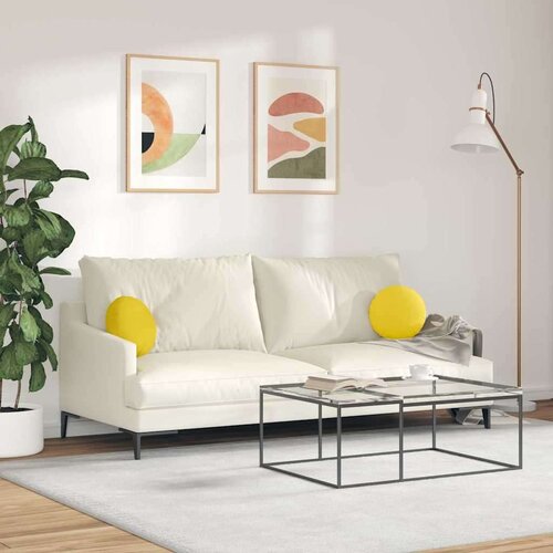  Jastučići za sjedenje 2 pcs Svijetlo žuta &amp;Oslash;30 x 13 cm tkanina Slike