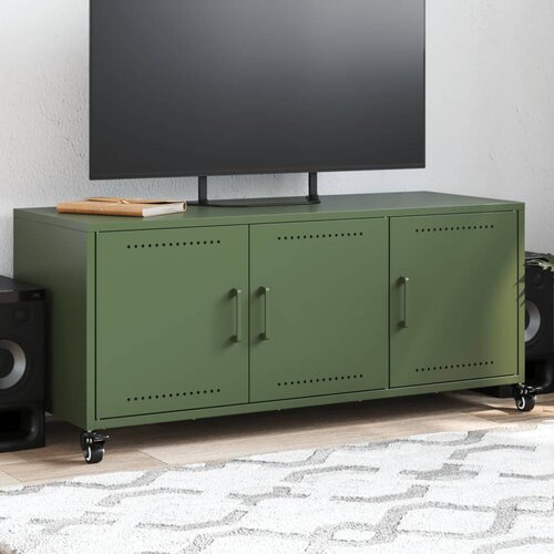 VidaXL TV ormarić maslinastozeleni 100,5 x 39 x 43,5 cm čelični Slike