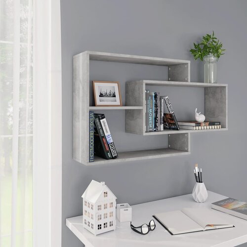 VidaXL Zidne police siva boja betona 104 x 20 x 58,5 cm od iverice Slike