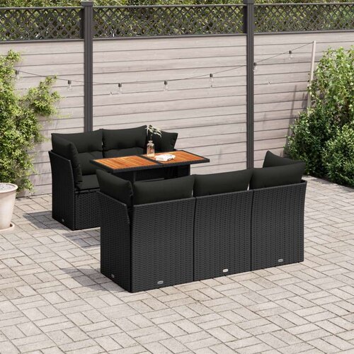  6-dijelni set vrtnih sofa s jastucima crni od poliratana Cijene