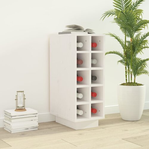 VidaXL Stojalo za vino belo 23x34x61 cm trdna borovina Slike