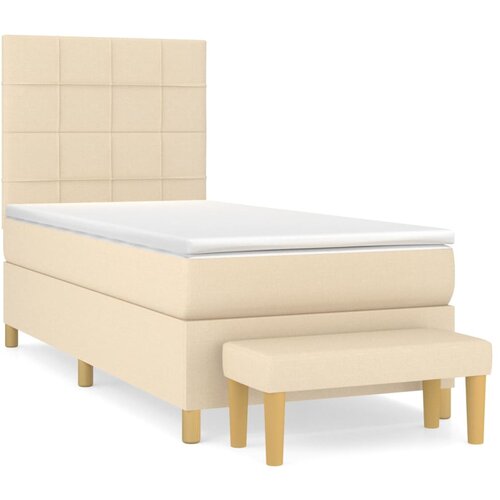 VidaXL Box spring postelja z vzmetnico krem 100x200 cm blago, (20894125) Slike
