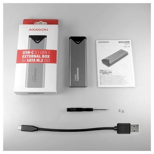  Ladica Axagon EEM2-U3C USB-C 3.2 Gen 1 - M.2 SATA SSD 42-80mm box Slike