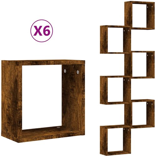 Maison Chic Stenske Police - Viseča polica v obliki kocke 6 kosov Dimljen hrast 30x15x30 cm, (21793304) Slike