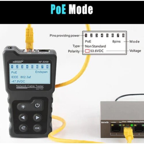 Noyafa Tester Kablovski LAN POE NF-8209 Digital, Analog, i PoE LAN TESTER I TRAGAC KABLOVA Slike