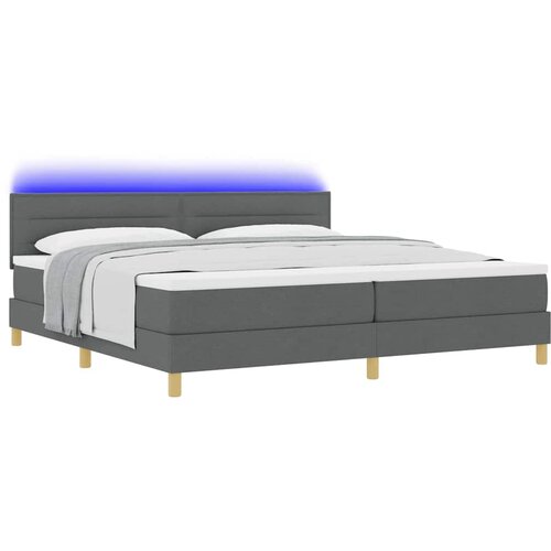  LED Box Spring Krevet Tamno siva 200 x 200 cm tkanina Slike