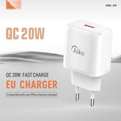  Kućni punjač KONFULON Joko JK90+DC65 PD 20W sa kablom USB na Type-C beli 1m Cene