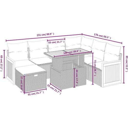 vidaXL 8-dijelni set vrtnih sofa od poliratana s jastucima bež Cijene