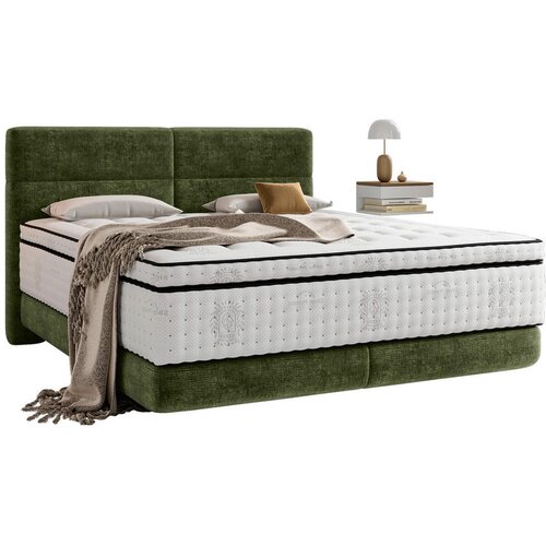 Esposa postelja boxspring 140 cm x 200 cm , tekstil olivno zelena Cene