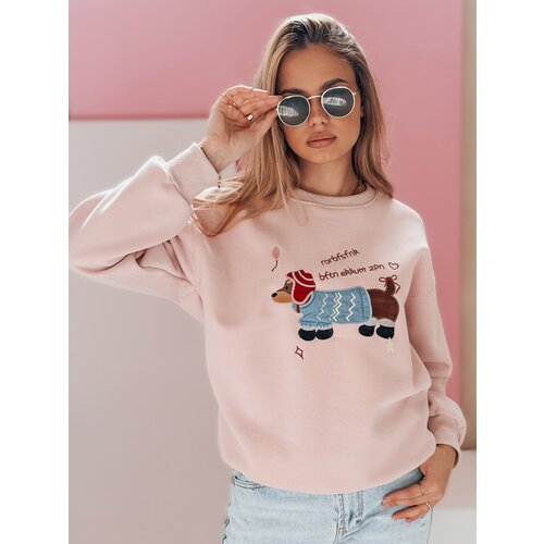 DStreet Bluza damska oversize z haftem DOGSWEETY r&amp;oacute;żowa Slike