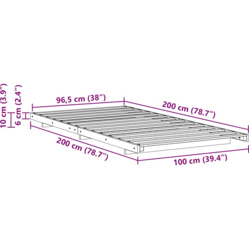 VidaXL Krevet s daskama Bijela 100 x 200 cm Masivna borovina Slike