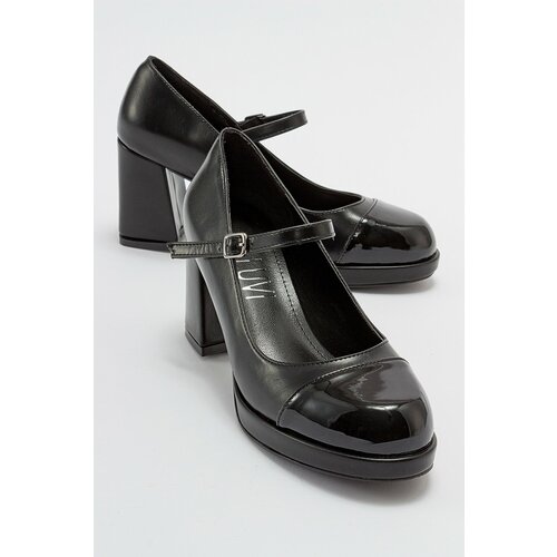 LuviShoes PAEIS Black Patent Leather Women's Heeled Shoes. Cene