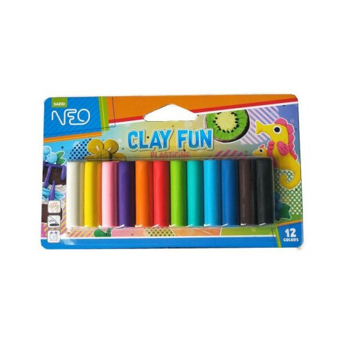 Clay fun, plastelin, blister, 12 boja, 100g ( 115511 ) Slike
