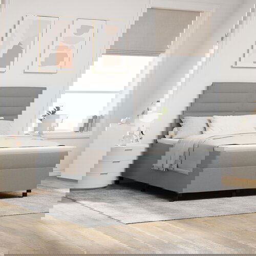 VidaXL Vzmetnica s &amp;scaron;katlastim dnom z vzmetnico Svetlo siva 140x200 cm Tkanina Slike
