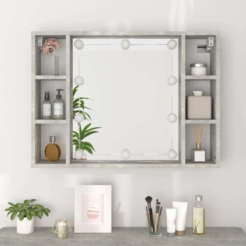  Kupaonski ormarić s ogledalom LED boja betona 76 x 15 x 55 cm Slike