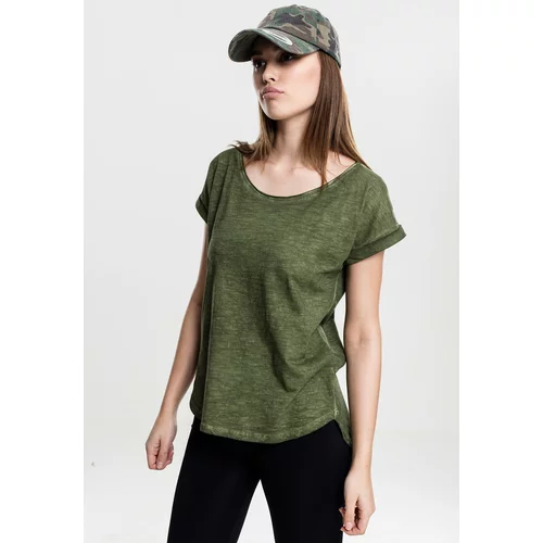 UC Ladies Women's long-back T-shirt in the shape of a spray with olive dye