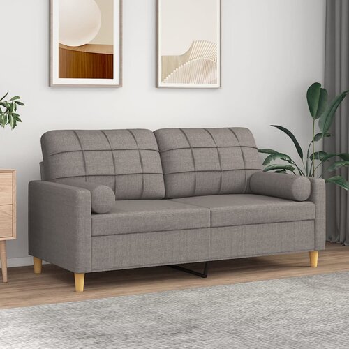  The Living Store Kavč dvosed z blazinami taupe 140 cm blago - Kavč Dvosed, (21456495) Slike