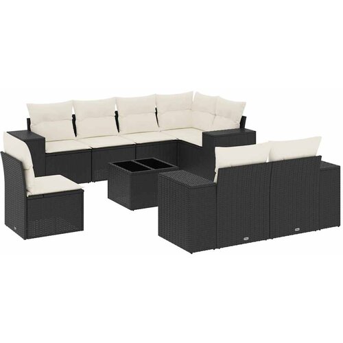  9-dijelni set vrtnih sofa s jastucima crni od poliratana Crna 83 x 62 x 69 cm Slike