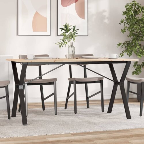vidaXL Jedilna miza Y okvir 140x80x75 cm trdna borovina lito železo Cene