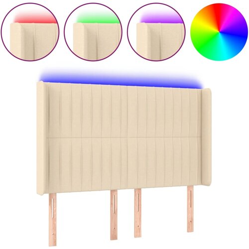 Maison Chic LED Posteljno vzglavje - Vzglavna omarica - Nočna omarica krem 147x16x118/128 cm blago, (21706831) Cene