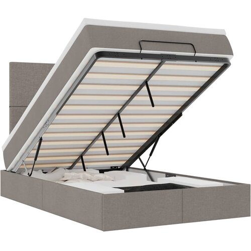 Maison Chic Otomanska Posteljni okvir - Dvoposteljna postelja - Zakonska postelja z vzmetnico &amp;amp; LEDs taupe 120x190 cm blago-J247, (21776119) Slike
