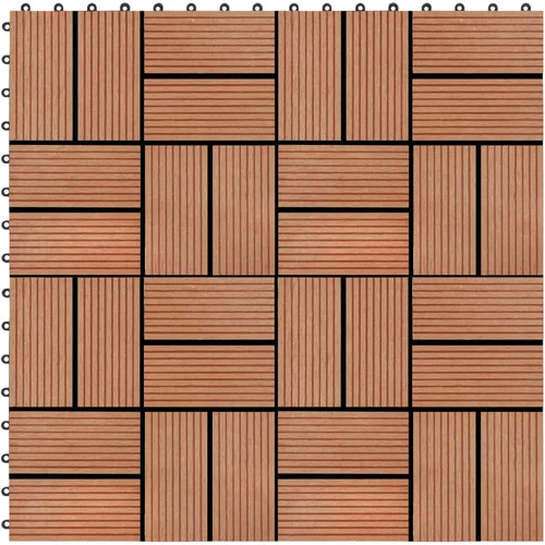 vidaXL Talne plošče 22 kosov 30x30 cm 2 m² WPC barva tikovine, (21143889)