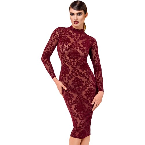 Noir Handmade F384 Kink Royal Midi Dress Burgundy XS Slike